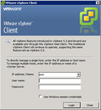 Image showing the VMware vSphere Client login window